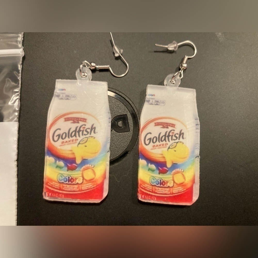 4/$25 Goldfish cracker earrings. NWOT. Cute for any goldfish cracker fanatic!